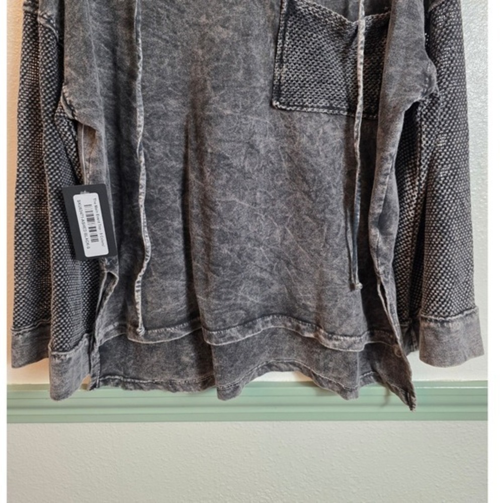 Main Event Washed Black Hooded Top Women's Small Oversized Boho - Picture 9 of 13
